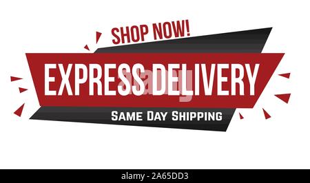 Express Delivery Banner Design auf weißem Hintergrund, Vector Illustration Stock Vektor