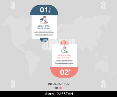 Vektor Infografik flachbild Vorlage. Rechtecke für zwei Diagramme, Graphen, Flussdiagramm, Timeline, Marketing, Präsentation. Business Konzept mit 2 Etiketten Stock Vektor