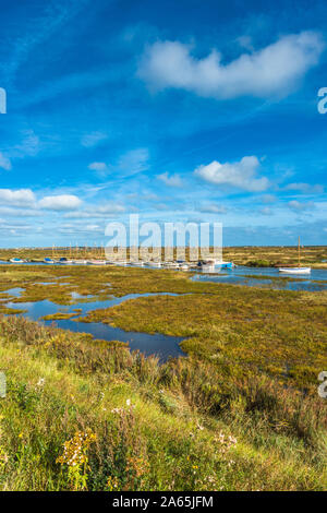 Morston Salzwiesen von der Blakeney zu Morston Küstenweg gesehen. Norfolk, England, UK. Stockfoto