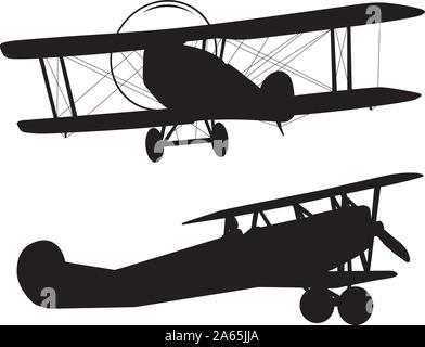 Vintage Flugzeuge Silhouetten Sammlung. Vector EPS 10. Stock Vektor