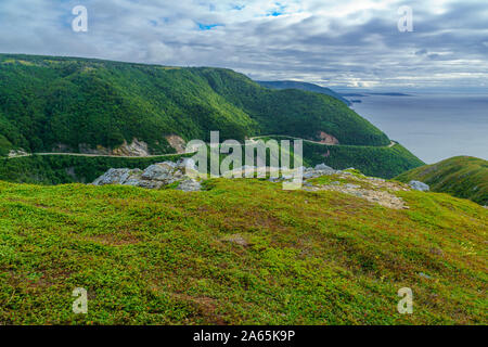Blick auf die Skyline Trail, im Cape Breton Highlands National Park, Nova Scotia, Kanada Stockfoto