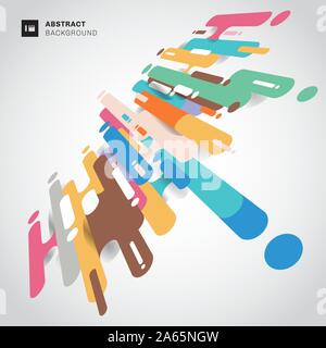 Abstract multicolor abgerundeten Formen Linien diagonal Übergang Perspektive auf weißem Hintergrund. Element halftone Stil in hellen Farben. Vector Illustration Stock Vektor