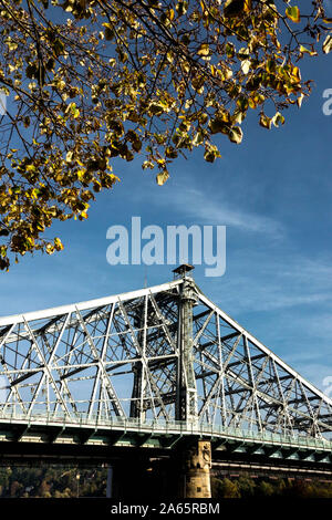 Dresden Blaues Wunder Brücke oder Loschwitzer Brücke über die Elbe, Deutschland Stockfoto