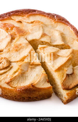 Hausgemachte Stück Apfelkuchen auf weißem Hintergrund. Stockfoto