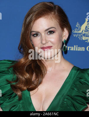 Century City, United States. 23 Okt, 2019. In Century City, LOS ANGELES, Kalifornien, USA - 23. Oktober: Schauspielerin Isla Fisher, das Tragen eines Alexia Maria Kleid kommt an der 2019 Australier in Film Awards im InterContinental Los Angeles Century City am 23. Oktober 2019 in Century City, Los Angeles, Kalifornien, USA. (Foto von Xavier Collin/Image Press Agency) Quelle: Bild Presse Agentur/Alamy leben Nachrichten Stockfoto