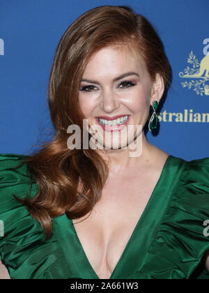 Century City, United States. 23 Okt, 2019. In Century City, LOS ANGELES, Kalifornien, USA - 23. Oktober: Schauspielerin Isla Fisher, das Tragen eines Alexia Maria Kleid kommt an der 2019 Australier in Film Awards im InterContinental Los Angeles Century City am 23. Oktober 2019 in Century City, Los Angeles, Kalifornien, USA. (Foto von Xavier Collin/Image Press Agency) Quelle: Bild Presse Agentur/Alamy leben Nachrichten Stockfoto