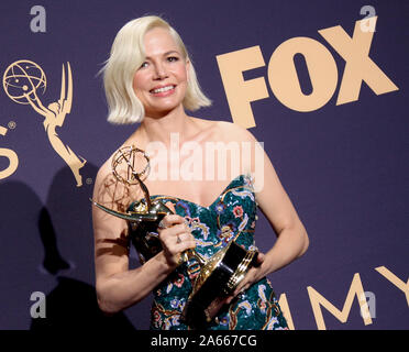 71 Emmy Awards (2019) Presse gehalten, die in den Microsoft Theater in Los Angeles, Kalifornien. Mit: Michelle Williams, Emmy Preisträger für herausragende Hauptdarstellerin in einer limitierten Serie oder Film für "Fosse/Verdon' Wo: Los Angeles, Kalifornien, Vereinigte Staaten, wenn: 22 Sep 2019 Credit: Adriana Barraza/WENN.com M. Stockfoto