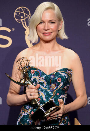 71 Emmy Awards (2019) Presse gehalten, die in den Microsoft Theater in Los Angeles, Kalifornien. Mit: Michelle Williams, Emmy Preisträger für herausragende Hauptdarstellerin in einer limitierten Serie oder Film für "Fosse/Verdon' Wo: Los Angeles, Kalifornien, Vereinigte Staaten, wenn: 22 Sep 2019 Credit: Adriana Barraza/WENN.com M. Stockfoto