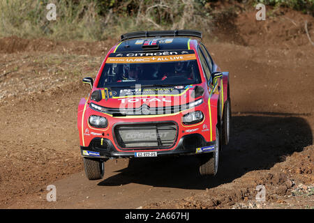 Salou, Katalonien, Spanien. 24 Okt, 2019. World Rally Championship, Spanien Rallye, vor Ereignis Shakedown; Mads OSTBERG (NOR) und Torstein ERIKSEN (NOR) in Ihrem CITROEN TOTAL/CITROEN C3R5 bei der Rallye Spanien shakedown - Redaktionelle Verwendung Credit: Aktion plus Sport/Alamy leben Nachrichten Stockfoto