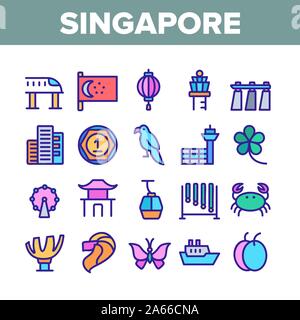 Singapur Sammlung traditioneller Symbole Set Vektor Stock Vektor