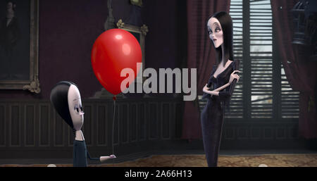 Die Addams Family ist ein 2019 Amerikanische 3D Computer-animierte Komödie Horror Film basiert auf den Comics von Charles Addams. Der Film ist von Conrad Vernon und Greg Tiernan gerichtet, und die Sterne die Stimmen von Oscar Isaac, Charlize Theron, Chloë Grace Moretz, Finn Wolfhard, Nick Kroll, Snoop Dogg, Bette Midler und Allison Janney. Dieses Foto ist nur für den redaktionellen Gebrauch bestimmt und unterliegen dem Copyright der Film Company und/oder der bezeichneten Fotograf durch den Film oder die Produktion Firma zugewiesen. Stockfoto