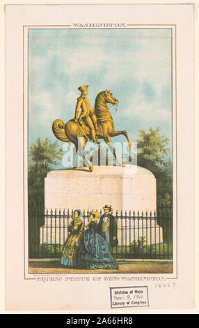 Washington. Statue von Genl Equesn.. Washington/lith. Von E.Sachse & Co. Baltimore. Stockfoto