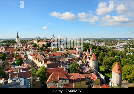 Alte Stadtmauer und Toompea Hügel, einem UNESCO-Weltkulturerbe. Tallinn, Estland Stockfoto