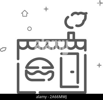 Bistro, Snackbar einfachen Vektor Symbol Leitung. Fast Food stall Symbol, Piktogramm, sign. Hellen Hintergrund. Editierbare Schlaganfall. Strichstärke einstellen. Stock Vektor