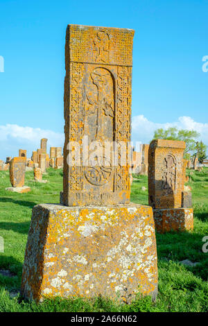 Historische Khachars in Noratus Friedhof, Noraduz (noratus), Provinz Gegharkunik, Armenien Stockfoto