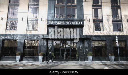 Dublin, Irland - 13. Februar 2019: Vorderseite des Ashling Luxus Hotel im Zentrum der Stadt an einem Wintertag Stockfoto