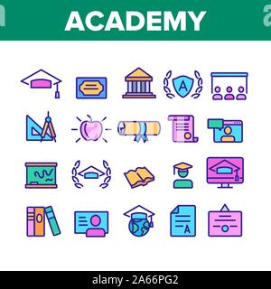Akademie Studie Sammlung Elemente Icons Set Vector Stock Vektor