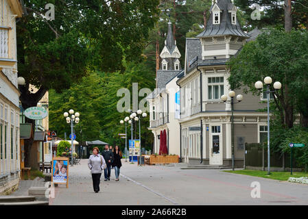 Holzhäuser der Ostsee Dorf von Jurmala. Riga, Lettland Stockfoto