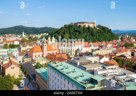 Skyline Ljubljana Ljubljana City Skyline Blick Ljubljana schloss Blick vom Nebotičnik oder Skyscraper Gebäude Ljubljana Slowenien Eu Europa Stockfoto