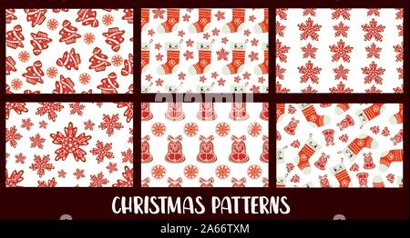 Großen Satz von nahtlose Muster. Weihnachten und neues Jahr. 2020. Gingerbread cookies Stock Vektor