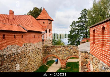 Trakai Insel Schloss am See Galve, 1321-1323. Ein UNESCO-Weltkulturerbe, Vilnius. Litauen Stockfoto