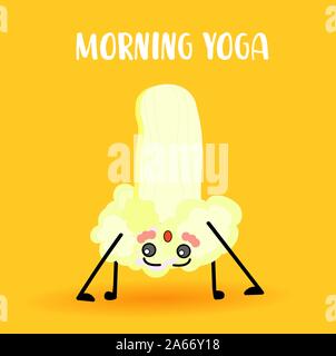 Blumenkohl. Vegane und vegetarische Kost. Charakter mit Augen und Händen. Stock Vektor