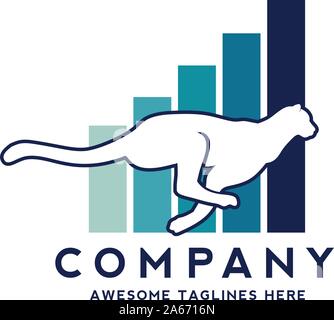 Schnelleres Gewinngeschäft mit Basis aus Gepard und wachsendem Logo-Vektor für Liniendiagramme Stock Vektor