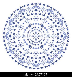 Mexikanische vektor Mandala Design, Volkskunst böhmischen Muster mit Blumen und abstrakte Formen von Volkskunst aus Mexiko inspiriert Stock Vektor