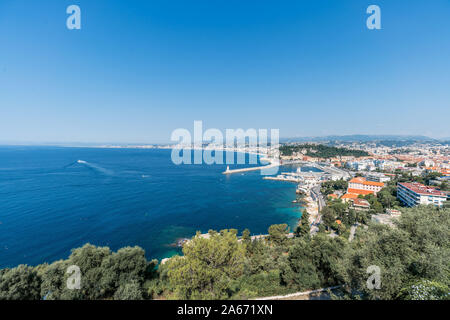 Luftaufnahme der Hafen von Nizza, Villefranche-sur-Mer, Frankreich Stockfoto