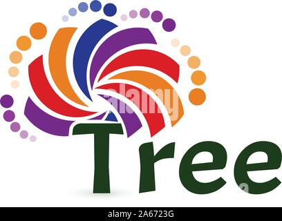 Abstrakte Baum Vektor icon. Bunte Palette isoliert unterzeichnen. Klimaanlage logo Vorlage. Evology speichern, sauber Wald Baum, Vektor Stock Vektor