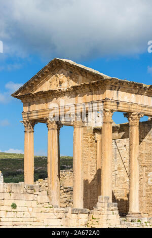 Tunesien Dougga Teboursouk, archäologische Stätte, das Capitol, ein römischer Tempel Stockfoto