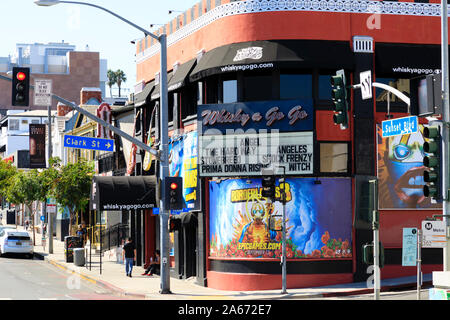 The Whisky A Go Go Nachtclub am Sunset Boulevard, Sunset Strip, West Hollywood, Los Angeles, Kalifornien, Vereinigte Staaten von Amerika. Oktober 2019 Stockfoto