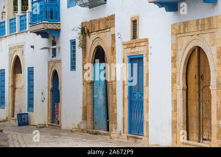 Tunesien, Main Street in der malerischen weißen Dorf Sidi Bou Said Stockfoto