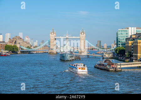 Großbritannien, England, London, Tower Bridge, HMS Belfast Stockfoto