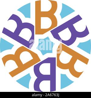 Kreativer Anfangsbuchstabe b mit kreisrundem Farblogo Stock Vektor