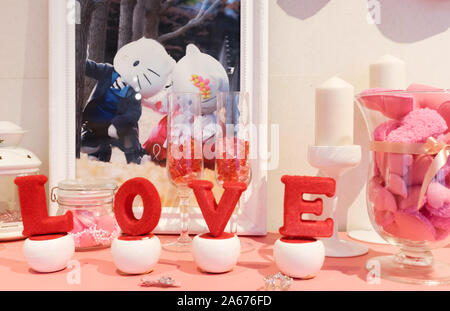 Bangkok, Thailand-02 APR 2018: Love theme Foto Ecke in hello kitty Haus in Bangkok. Stockfoto