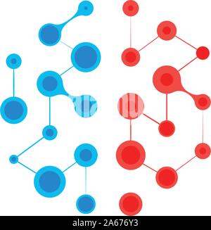 Hemisphären des Gehirns, neuronale Verbindungen. Abstract vector logo Vorlage auf weißem Hintergrund. Stock Vektor