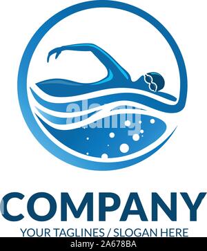 Kreatives Konzept für den Sportlogo des Schwimmvereins Stock Vektor