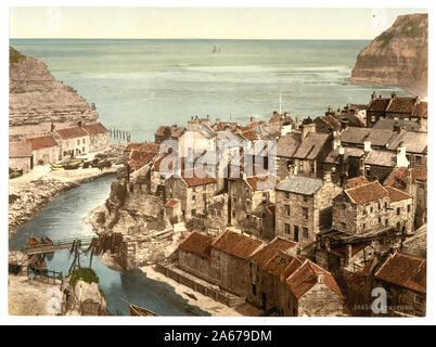 Whitby, Staithes, Yorkshire, England; Drucken. 10458.; Titel von den Detroit Publishing Co., Katalog J - Ausland abschnitt, Detroit, Mich.: Detroit Publishing Company, 1905.; Teil: Ansichten von England im Photochrom print Collection.; Stockfoto