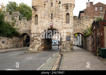 In den mittelalterlichen Zeiten Micklegate Bar war die wichtigste der vier Tore, die verwendet wurden, um die Stadt York in Nordengland. Stockfoto