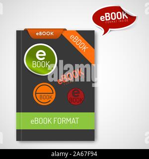 Vektor ebook Marker - Sticker, Briefmarken, Ecken, Etiketten, Farbbänder - dunkle Version Stock Vektor