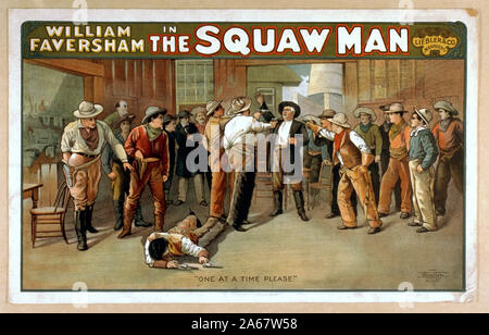 William Faversham in der Squaw mann Abstract: 1 Drucken: Farbe Lithographie; Blatt 35 x 55 cm. (Posterformat); Stockfoto