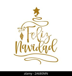 Feliz Navidad - Kalligraphie Phrase für Weihnachten. Handgezeichneten Schriftzug für Weihnachten Glückwunschkarten, Einladungen. Stock Vektor