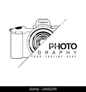 SLR-Kamera Fotografie Line Art Logo Symbol vektor design Stockfoto