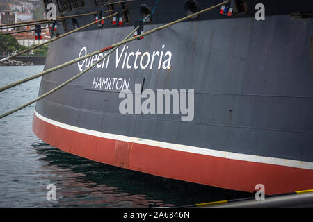 MS Queen Victoria (QV) ist ein Vista-Klasse Kreuzfahrtschiff. Große luxuriöse Passagierschiff. Stockfoto