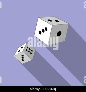 Würfel auf einem blauen Hintergrund. Vector Illustration. Close-up. Spielende Unterhaltung, Poker, Casino. Stock Vektor