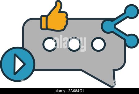 Social Media Icon Set. Vier Elemente in verschiedenen Stilrichtungen von online Marketing icons Collection. Kreative social media Icons, Outline, farbig Stock Vektor