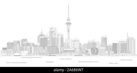 Auckland Stadtbild line art Stil detaillierte Vector Illustration Stock Vektor