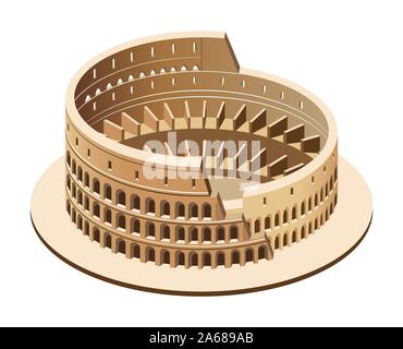 Vector 3d-isometrische Darstellung des Kolosseum (Kolosseum) in Rom, Italien Stock Vektor