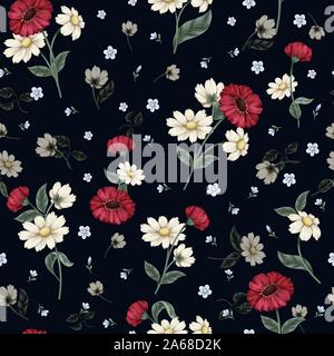 Nahtlose florales Muster mit streublümchen Blumen. Vektor. Stock Vektor